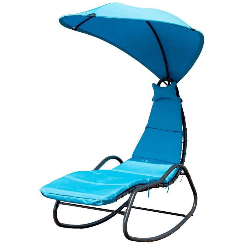 Patio Hanging Chaise Lounge Swing Lounge Chair with Removable Canopy