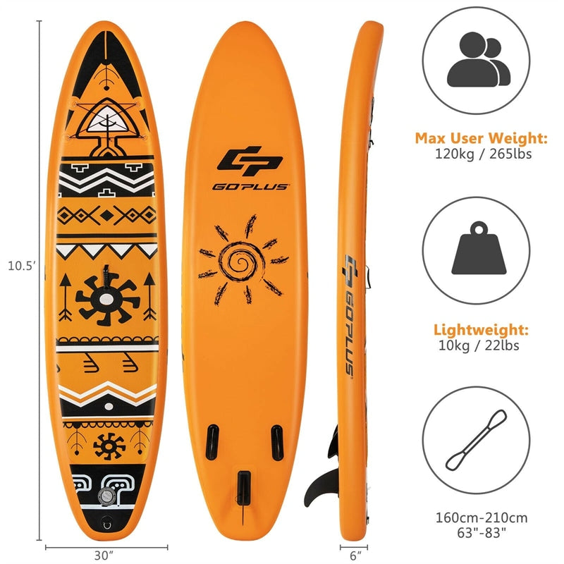 10.5' Inflatable Stand Up Paddle Board with Backpack Aluminum Paddle Pump