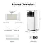 10000 BTU 4-in-1 Portable Air Conditioner with Dehumidifier, Remote, 24H Timer, Window Kit, Cools 350 Sq.Ft for Living Room, Bedroom, Office