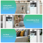 10000 BTU 4-in-1 Portable Air Conditioner with Dehumidifier, Remote, 24H Timer, Window Kit, Cools 350 Sq.Ft for Living Room, Bedroom, Office