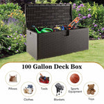 100 Gallon Patio Deck Box All Weather Outdoor Storage Container with Lockable Lid for Yard Garden