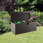100 Gallon Deck Box All Weather Outdoor Storage Box Patio Container with Lockable Lid for Yard Garden