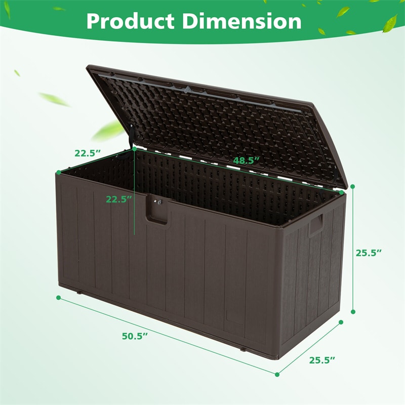 105 Gallon Deck Box All Weather Resin Outdoor Storage Box Lockable Garden Storage Container