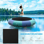 10FT Inflatable Water Trampoline Recreational Water Bouncer with 500W Blower & 3-Step Rope Ladder