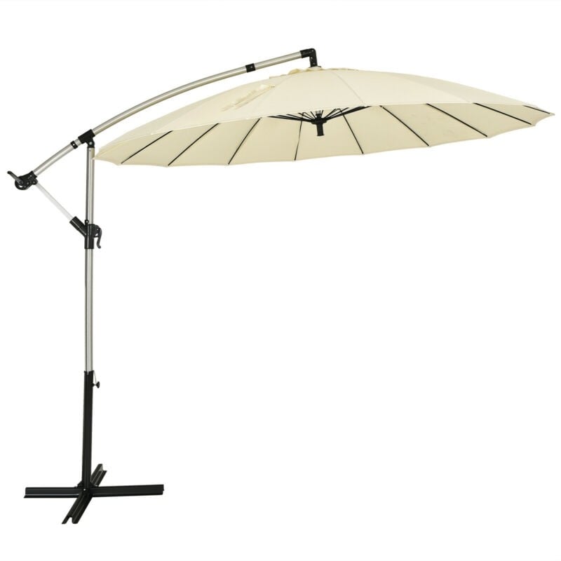 10 Ft Outdoor Patio Offset Umbrella Cantilever Umbrella with Crank & Cross Base