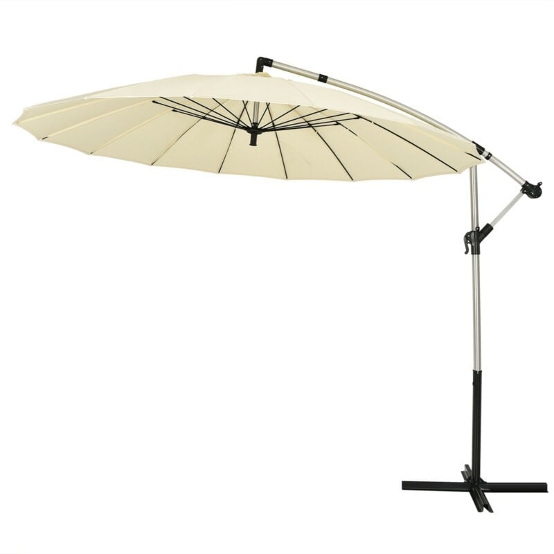 10 Ft Outdoor Patio Offset Umbrella Cantilever Umbrella with Crank & Cross Base