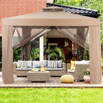 10’ x 10’ Outdoor Gazebo Patio Canopy Gazebo Steel Garden Gazebo Lawn Shelter Tent Structure with Netting for Party Picnic