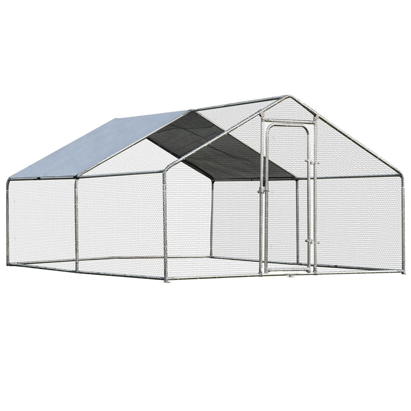 10' x 13‘ Large Metal Chicken Coop Run Walk-in Poultry Cage Hen Run House Shade Cage for Outdoor Backyard Farm