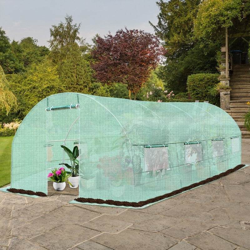 10' x 6.5' x 20' Portable Walk-in Greenhouse Backyard Garden Plant Grow Tents with 8 Windows
