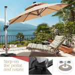 10ft Double Top Cantilever Umbrella Solar LED Hanging Offset Patio Umbrella without Weighted Base