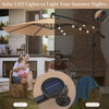 10' Solar LED Offset Patio Umbrella Hanging Market Umbrella Sun Shade with Heavy-Duty Cross Base