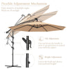 10" Solar LED Offset Patio Umbrella Hanging Market Umbrella with Cross Base