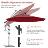 10' Solar LED Offset Patio Umbrella Hanging Market Umbrella Sun Shade with Heavy-Duty Cross Base