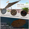 10FT Lighted Patio Umbrella Outdoor Table Market Umbrella with 112 Solar Lights Crank Lifting Handle Tilt System