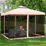 10' x 10' 2 Tier Vented Steel Frame Patio Gazebo Canopy with Netting Curtain