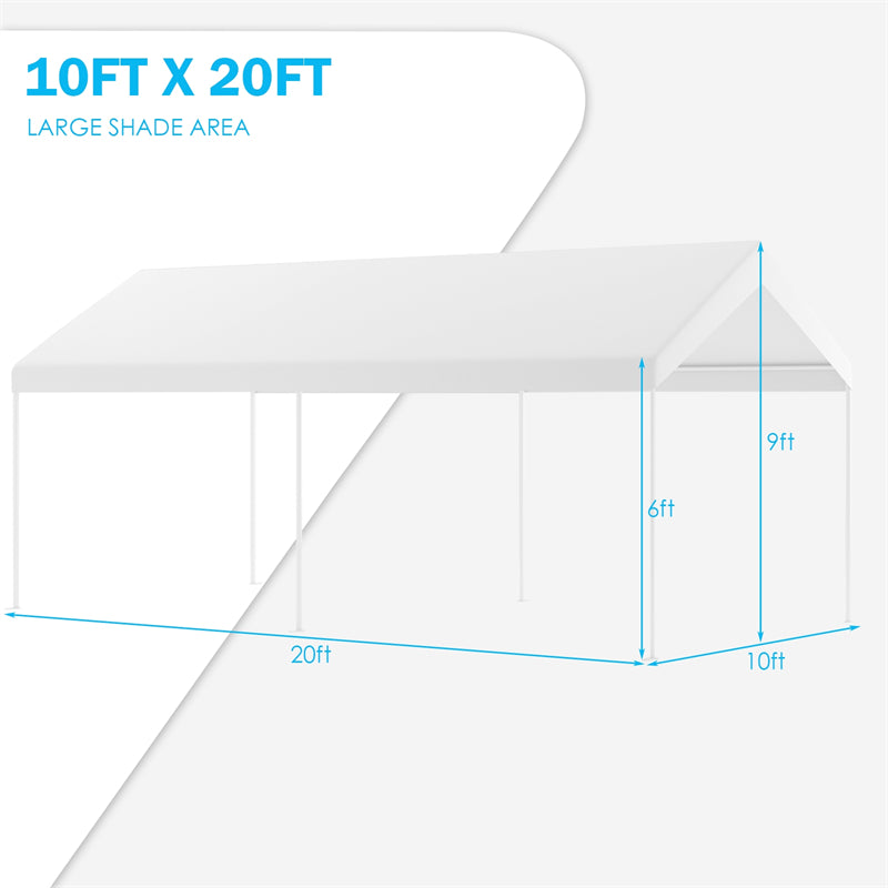 10 x 20 Feet Heavy Duty Portable Carport Outdoor Car Canopy Garage Shelter
