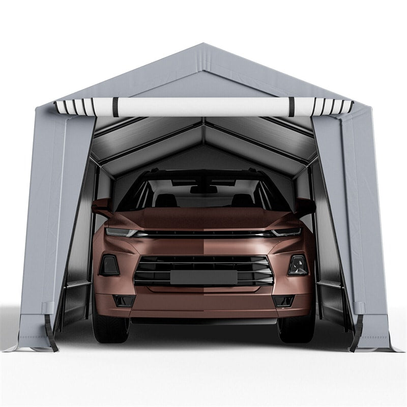 10' x 20' Heavy-Duty Outdoor Carport Car Canopy Shelter Portable Metal Garage with 2 Removable Doors
