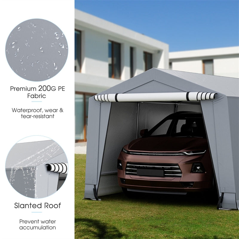 10' x 20' Heavy-Duty Carport Car Canopy Shelter Portable Metal Garage Outdoor Storage Tent with 2 Removable Doors