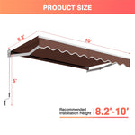 10’ x 8.2’ Retractable Patio Awning Aluminum Outdoor Shade with Crank Handle