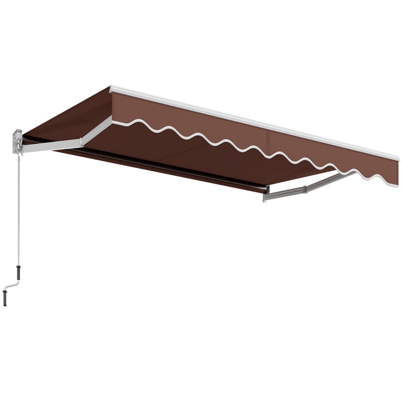 10’ x 8.2’ Retractable Patio Awning Aluminum Outdoor Shade with Crank Handle