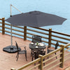 11 Feet Patio Offset Cantilever Umbrella 360° Rotation Tilt Umbrella with Cross Base & Crank Handle