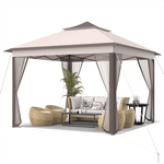 11' x 11' 2-Tier Patio Pop Up Gazebo Tent Portable Canopy Shelter with Mesh Netting & Carrying Bag