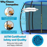 8FT Outdoor Recreational Trampoline with Enclosure Net Safety Pad & Ladder for Kids Adults