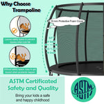 8FT Trampoline Outdoor Recreational Trampoline with Enclosure Net Safety Pad & Ladder for Kids Adults