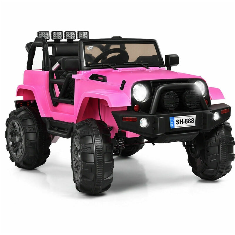 Kids Ride On Truck 12V Battery Powered Electric Car with Remote Control, LED Lights & Double Open Doors