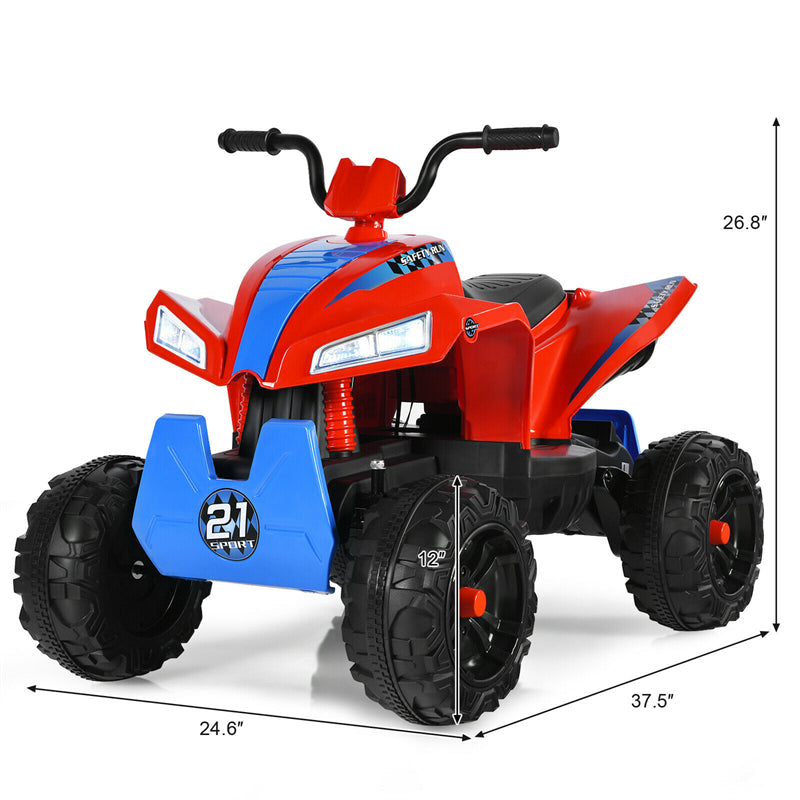 12V Kids Electric Ride On ATV Quad 4-Wheeler with 4 LED Lights Spring Suspension
