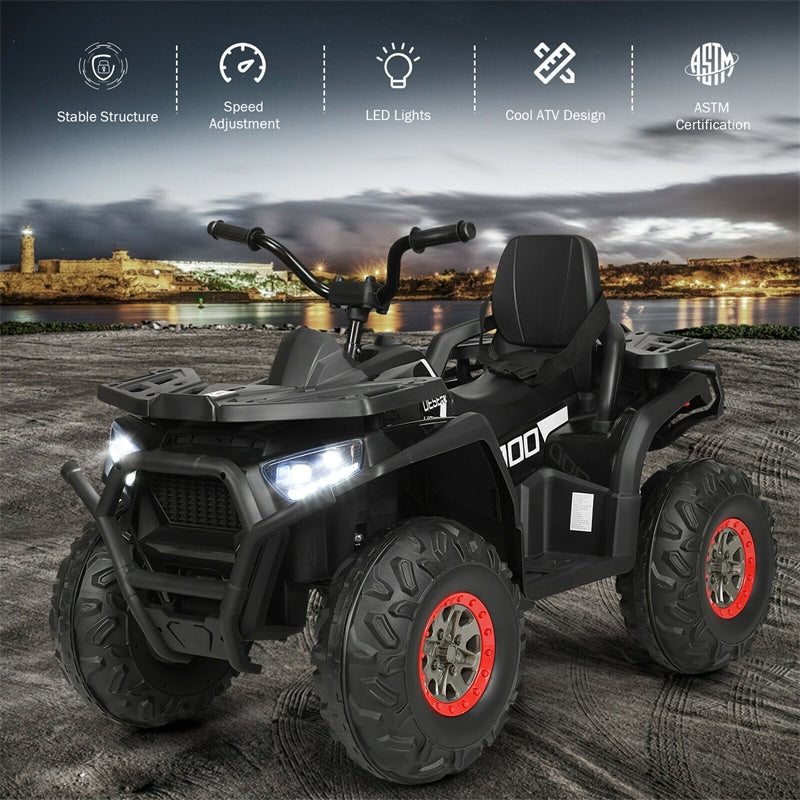 12V Kids ATV Electric Ride-on Quad Battery Powered 4-Wheeler Car with LED Lights MP3