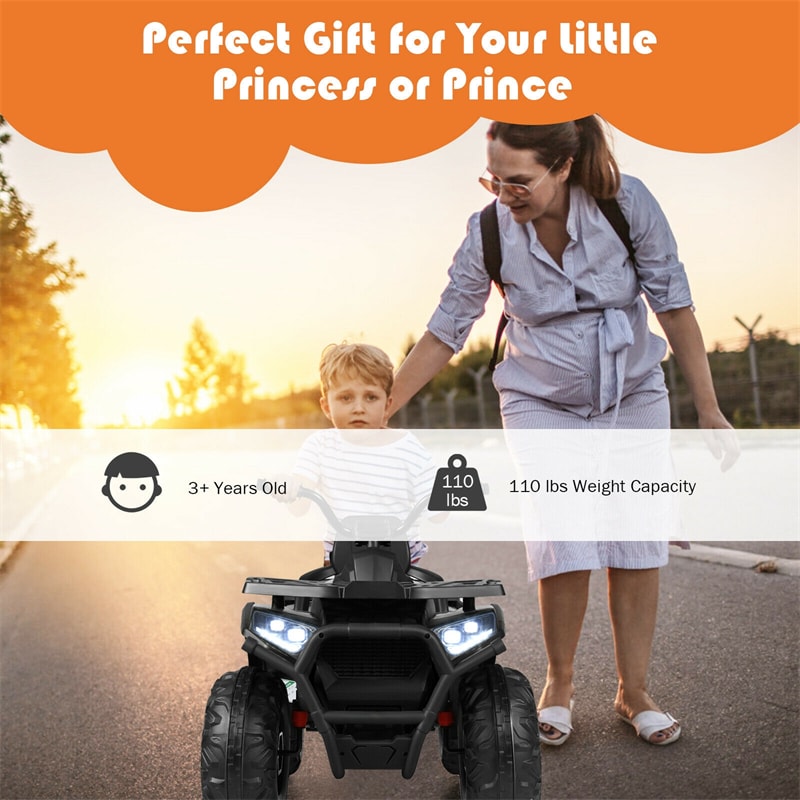 12V Kids ATV Electric Ride-on Quad Battery Powered 4-Wheeler Car with LED Lights MP3