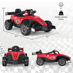 Kids Electric Ride On Go Kart 12V Battery Powered F1 Racing Car with Remote Control, Light & Music, Ride on Car for Boys Girls
