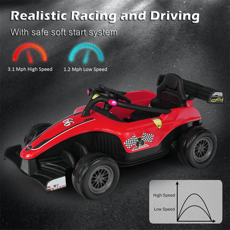 12V Electric Kids Ride on Racing Car Formula Racing Toy Motorized Vehicle with Remote Control