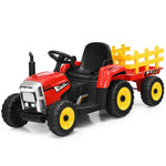 Kids Ride on Tractor 12V Battery Powered Electric Tractor Toy with Trailer, Remote Control & 3-Gear-Shift Ground Loader