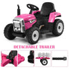 Kids Ride on Tractor 12V Battery Powered Electric Tractor Toy with Trailer, Remote Control & 3-Gear-Shift Ground Loader