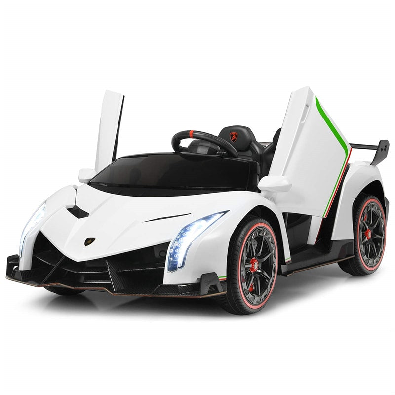 2-Seater Kids Ride On Car 12V Licensed Lamborghini Poison Electric Vehicle with Remote Control & LED Lights Swing Mode