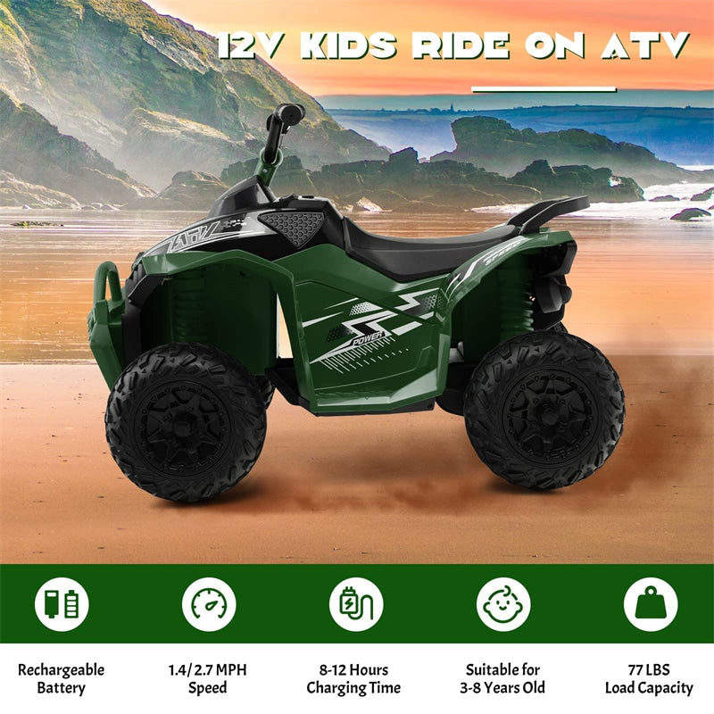 Kids Electric Ride On ATV 12V Battery Powered 4-Wheeler Quad Car with Light MP3