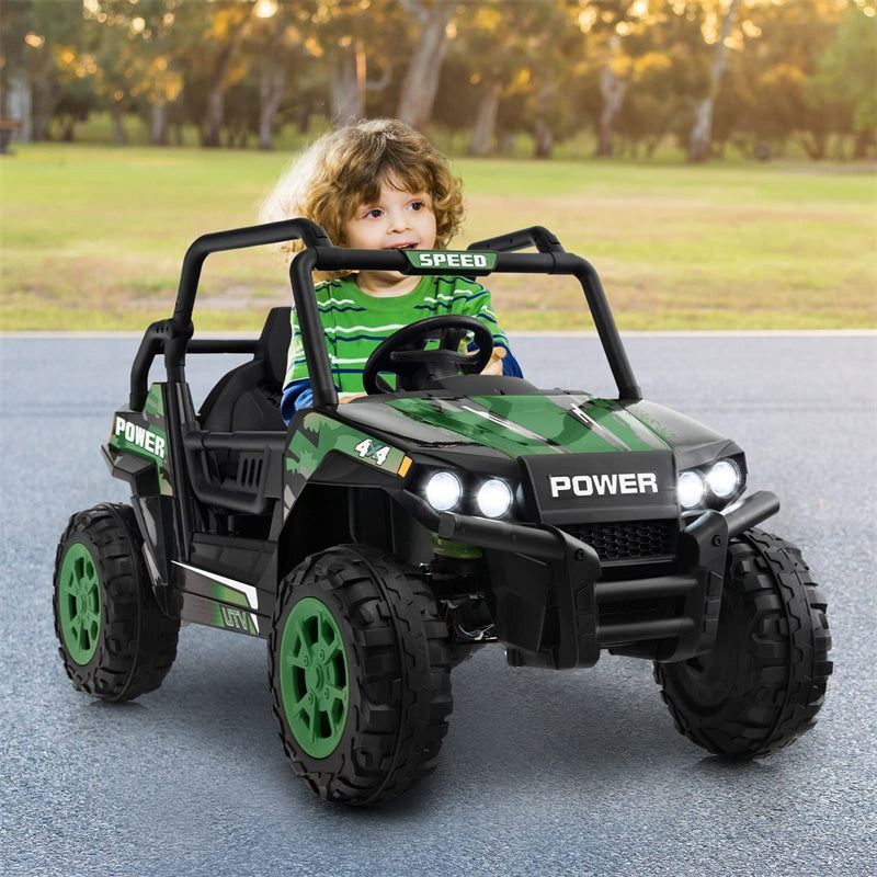 Kids Ride-on UTV Car 12V Battery Powered Electric Off-Road Buggy with Remote Control LED Lights Music