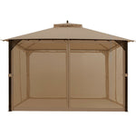 12' x 10' Outdoor Heavy Duty Patio Gazebo with Dual-Tiered Top & Netting Curtain