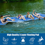 12' x 6' Floating Water Pad 3 Layer Tear-Resistant XPE Foam Water Mat Roll-Up Floating Island for Lake Pool with Mooring Device, Hook- Loop Straps