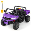 12V Battery Powered Dump Truck 2-Seater Ride On Car Remote Control Kids UTV with Electric Dump Bed & Shovel