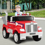 12V Licensed Freightliner Kids Ride on Dump Truck with Remote Control Rear Loader Easy-Drag System Lights Music