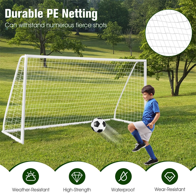 Soccer Goal with Strong UPVC Frame and High-Strength Netting 12 x 6 ft