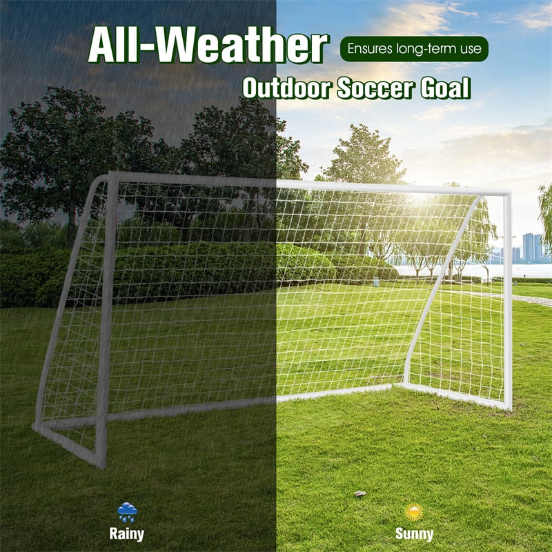Backyard Soccer Goal 12 x 6FT All-Weather Soccer Net Quick Set-up Portable Soccer Goal with Strong UPVC Frame for Kids Soccer Practice Training