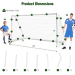 12 x 6FT All-Weather Soccer Goal Portable Soccer Net with Strong UPVC Frame for Kids Adults Backyard Soccer Practice Training