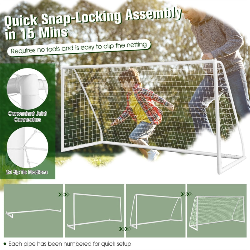 Backyard Soccer Goal 12 x 6FT All-Weather Soccer Net Quick Set-up Portable Soccer Goal with Strong UPVC Frame for Kids Soccer Practice Training