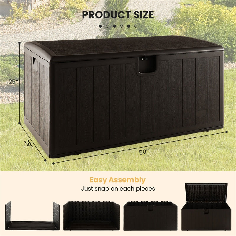105 Gallon All Weather Large Deck Box Lockable Storage Container