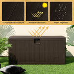 130 Gallon Deck Box All Weather Outdoor Storage Container with Lockable Lid for Yard Garden