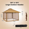 13 x 13FT Pop-Up Gazebo 2-Tier Outdoor Instant Canopy Gazebo with Mesh Sidewalls & Wheeled Bag